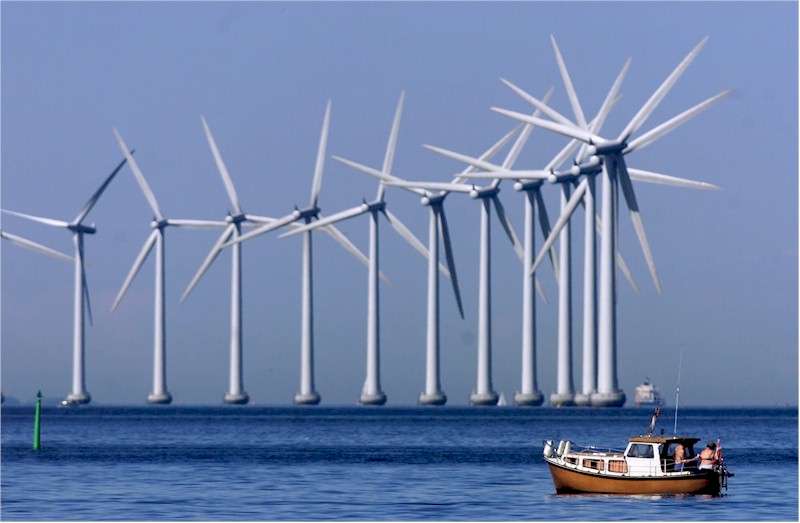 Middelgrunden offshore wind farm, near Copenhagen, Denmark (55°40' N 