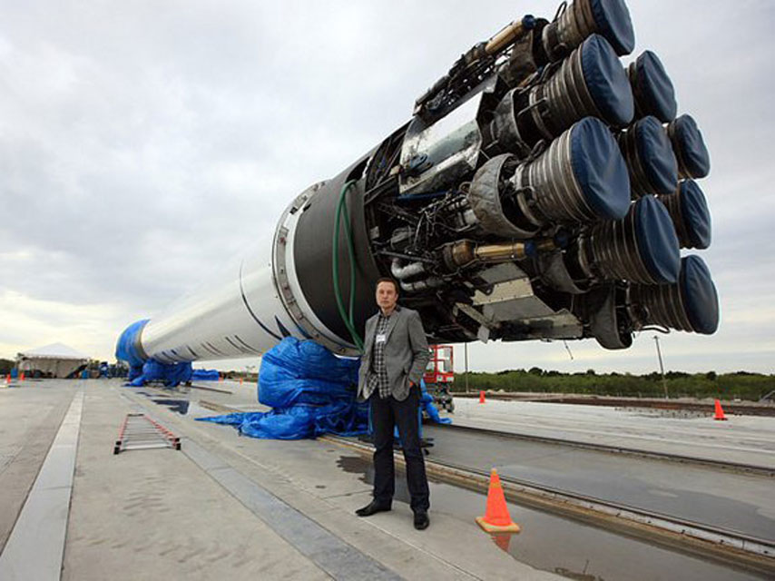 Elon Musk with One of His SpaceX Rockets