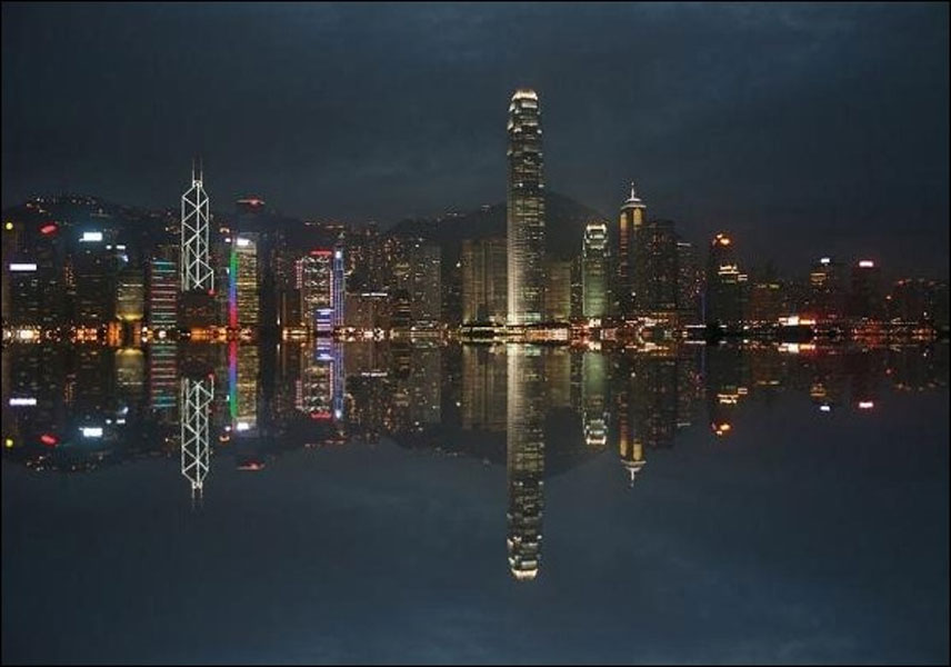 It's Hong Kong Harbour Rotated 90 Degrees