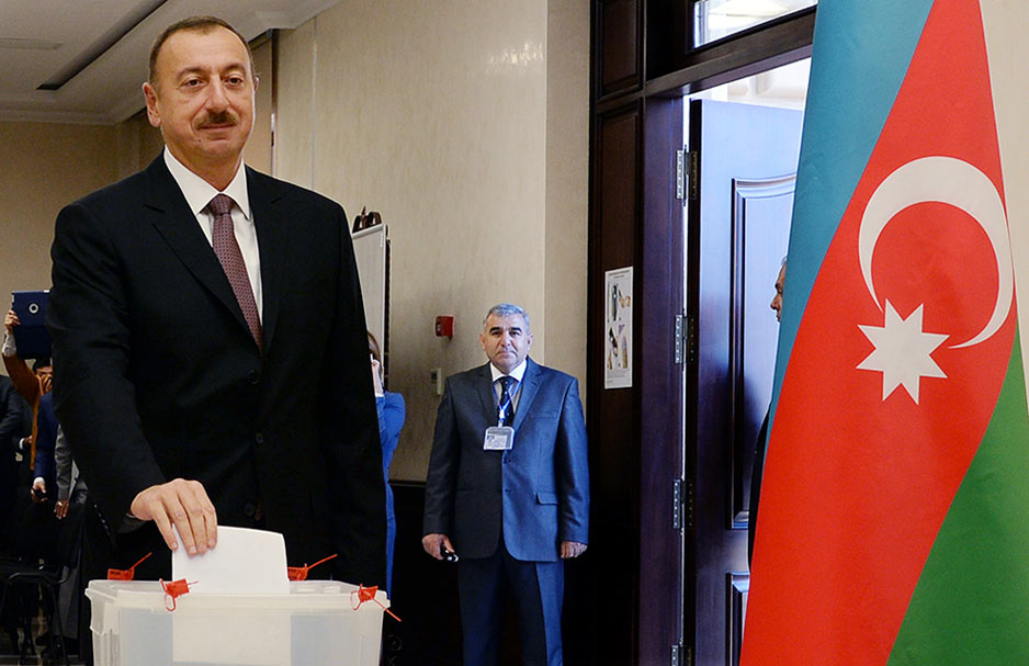 Azerbaijani President Ilham Aliyev votes in Baku