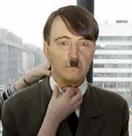 charlie chaplin hitler mustache. give Hitler longer hair,