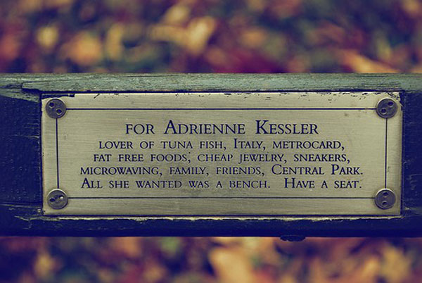 memorial on a bench large