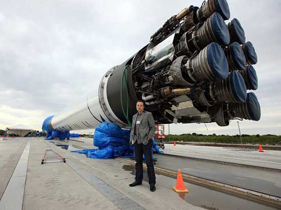 Elon Musk with One of His SpaceX Rockets