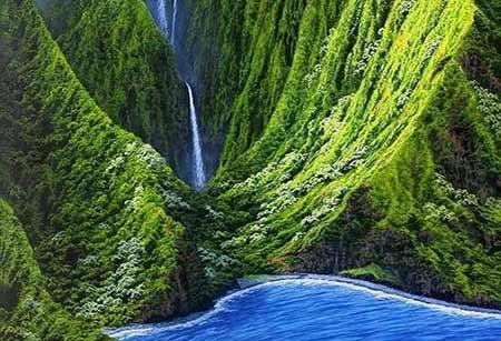 Pu'uka'oku Falls, Molokai, Hawai'i
