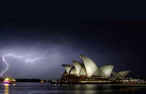 Sydney Opera House with Lightning