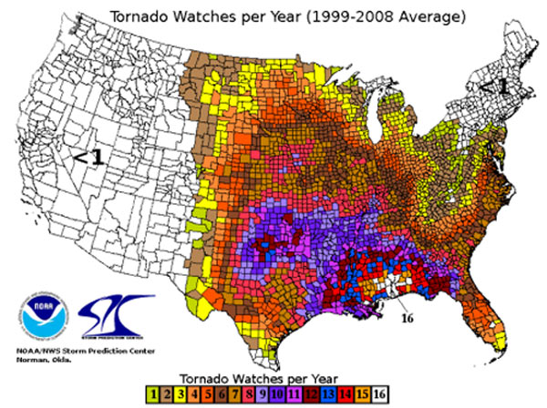 Tornado Watches per Year in the US